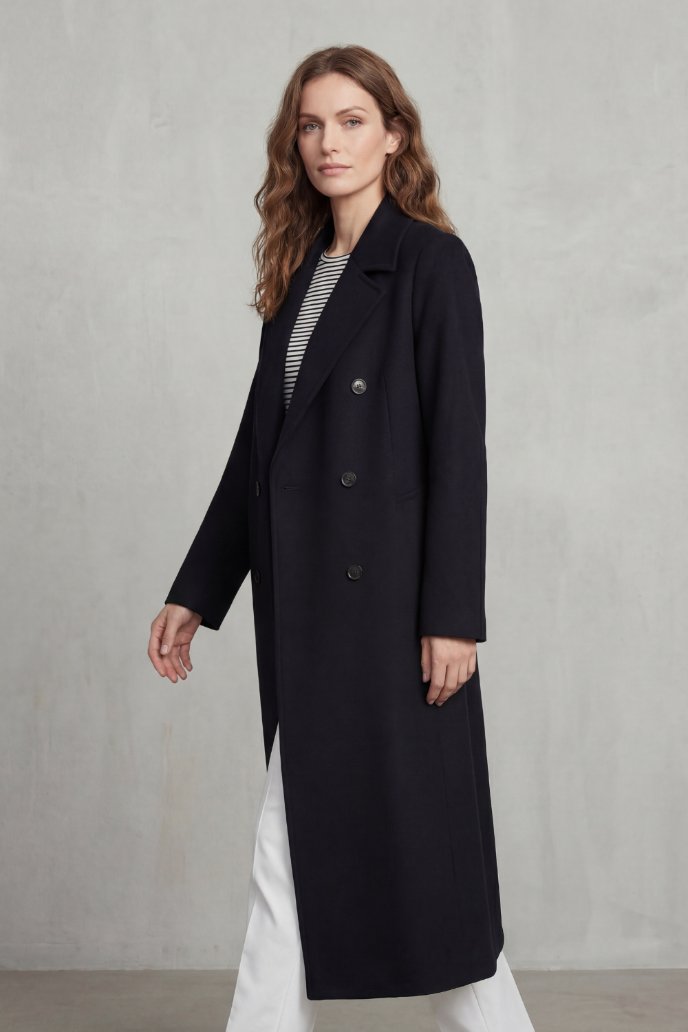 Celestine | Double Breasted Wool Blend Coat in Camel