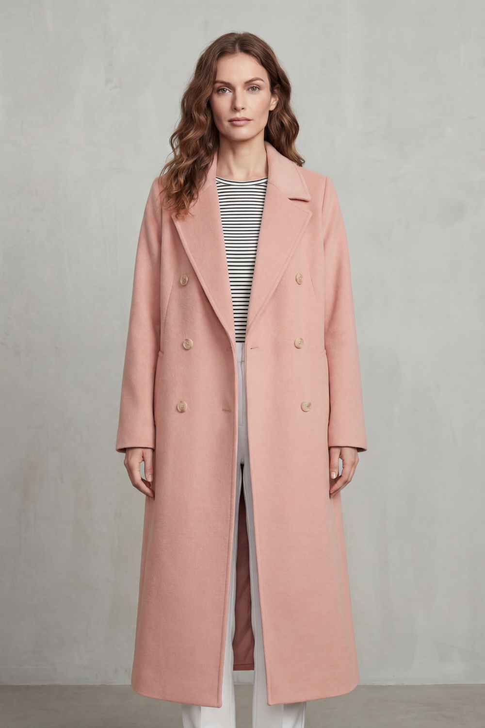 Celestine | Double Breasted Wool Blend Coat in Camel