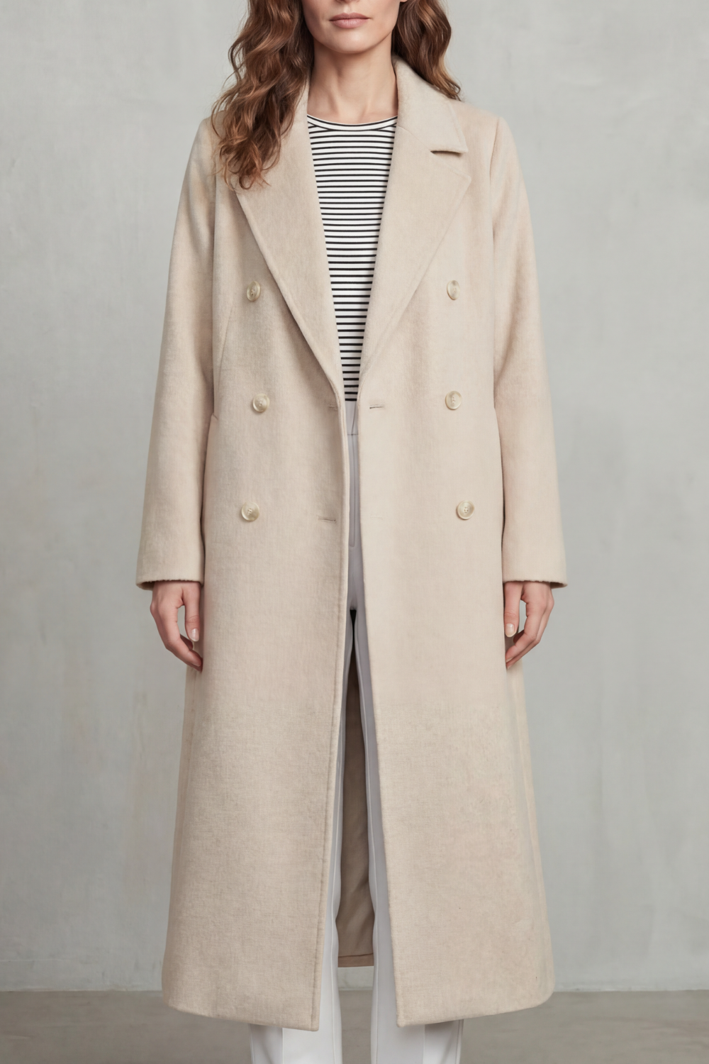 Celestine | Double Breasted Wool Blend Coat in Camel — Apricot