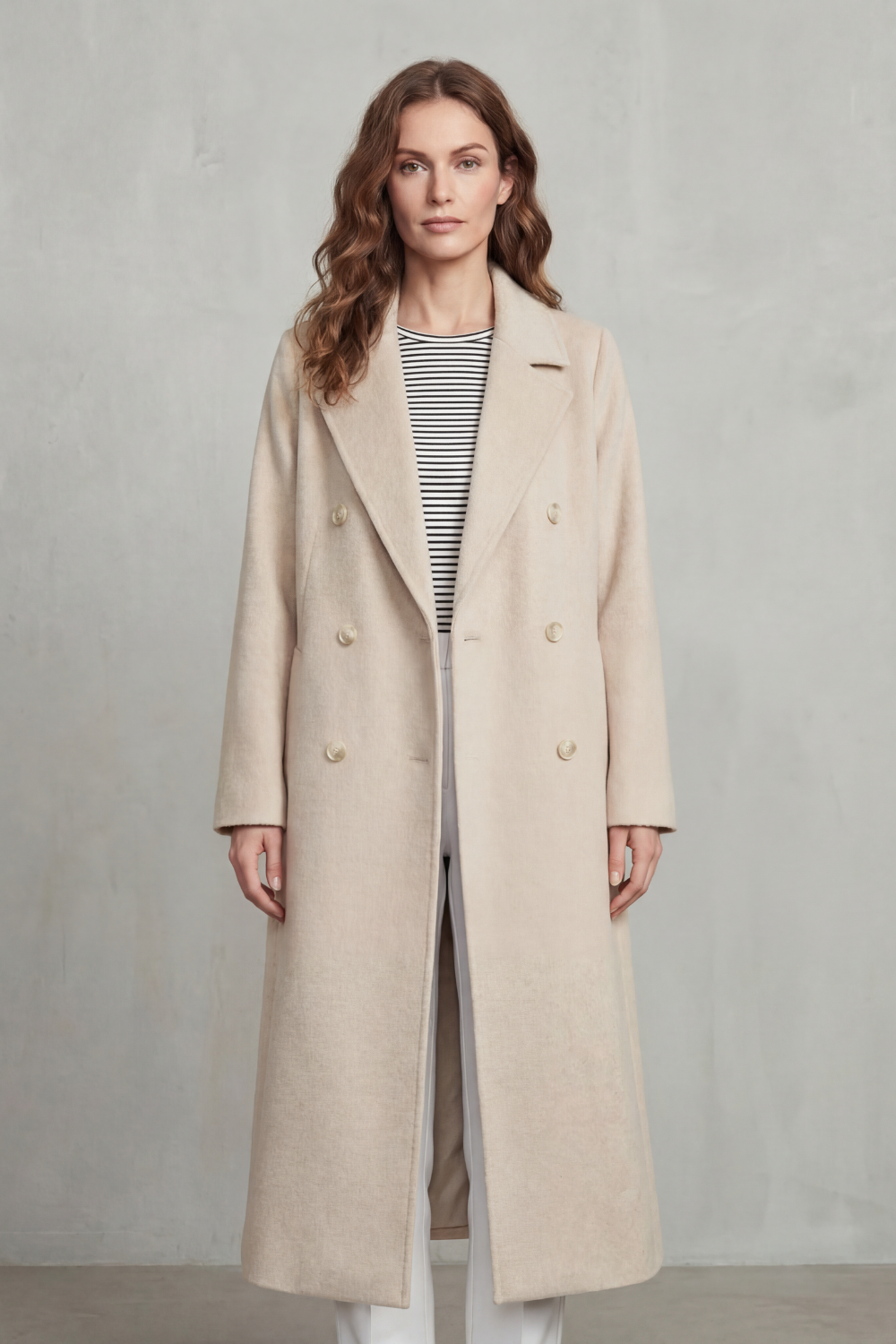 Celestine | Double Breasted Wool Blend Coat in Camel