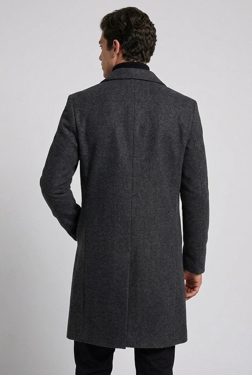 Caspian | Formal Longline Tailored Wool Black Coat