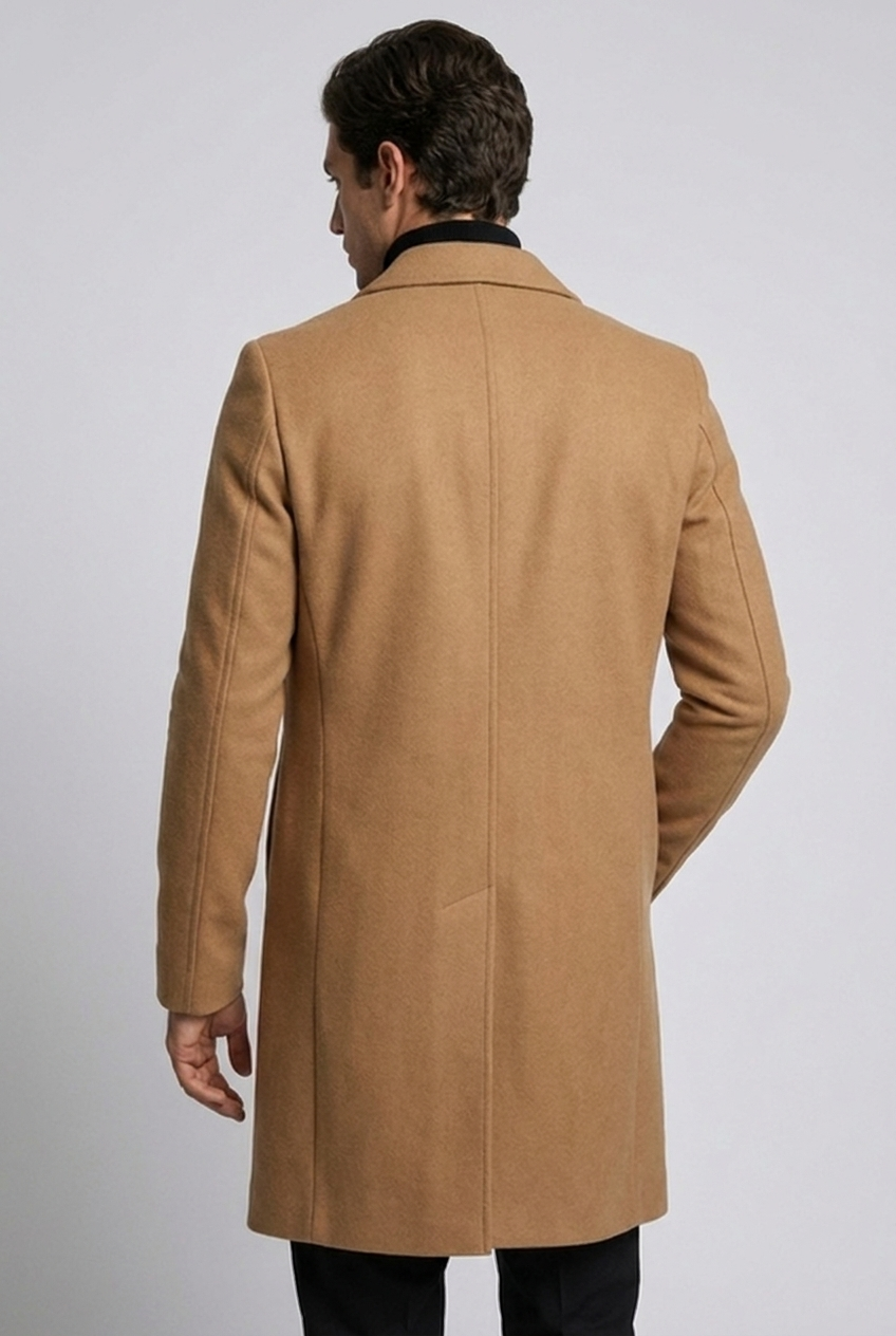 Caspian | Formal Longline Tailored Wool Black Coat