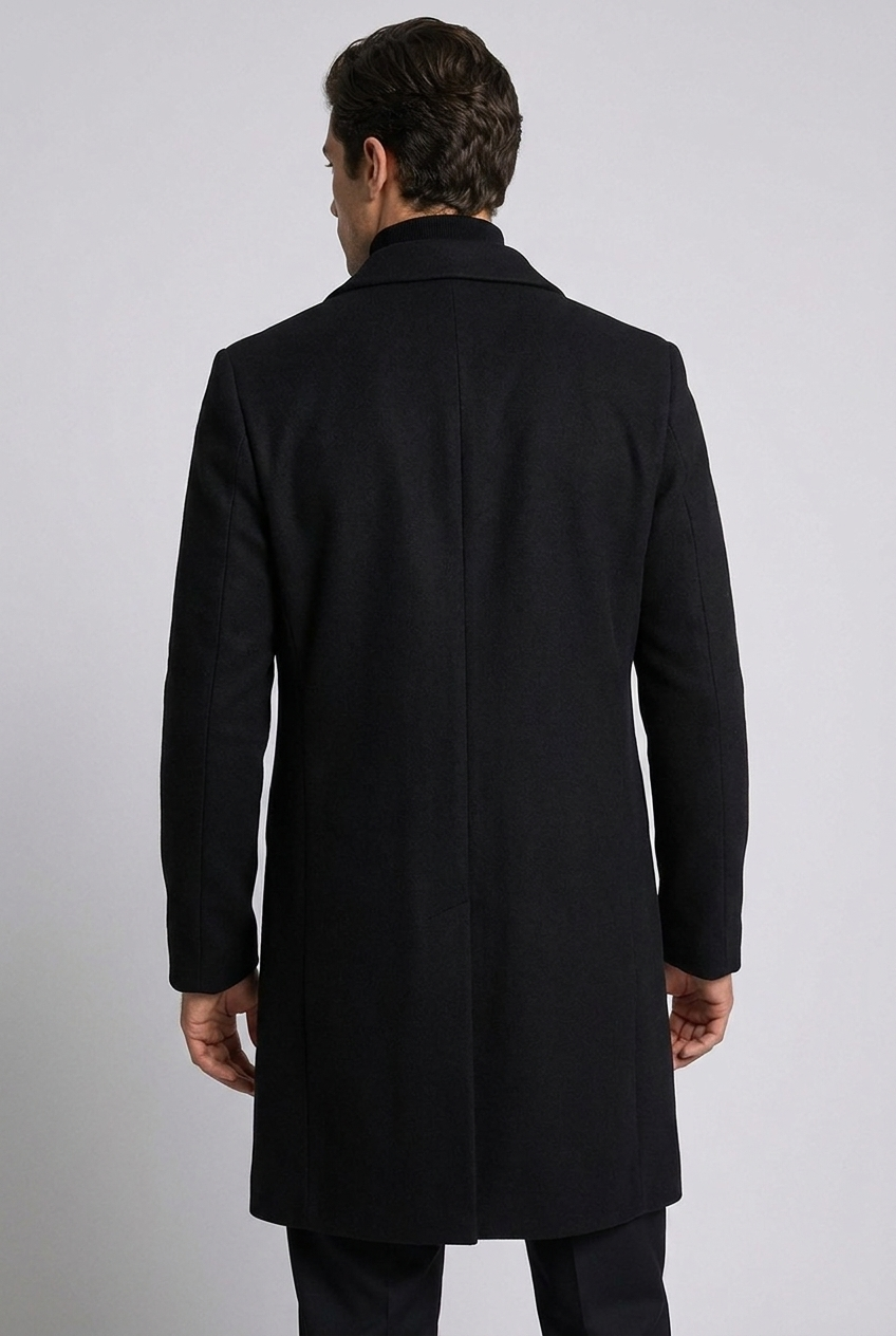 Caspian | Formal Longline Tailored Wool Black Coat