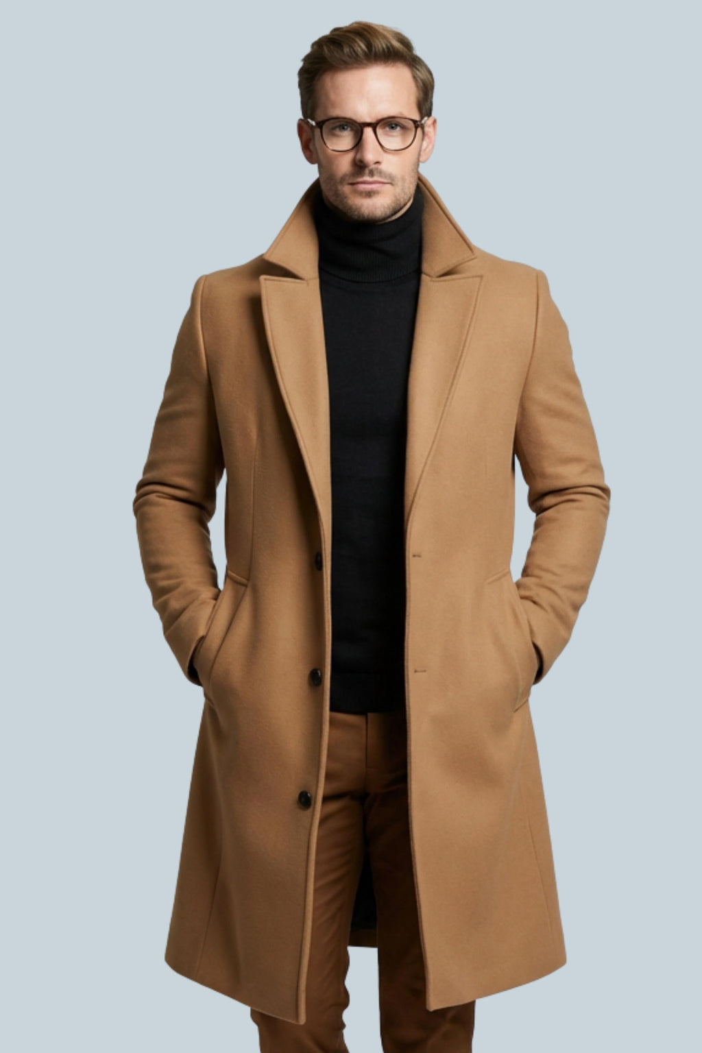 Peregrine | Black Camel Brown Pink Wool Coat Longline Tailored — Camel