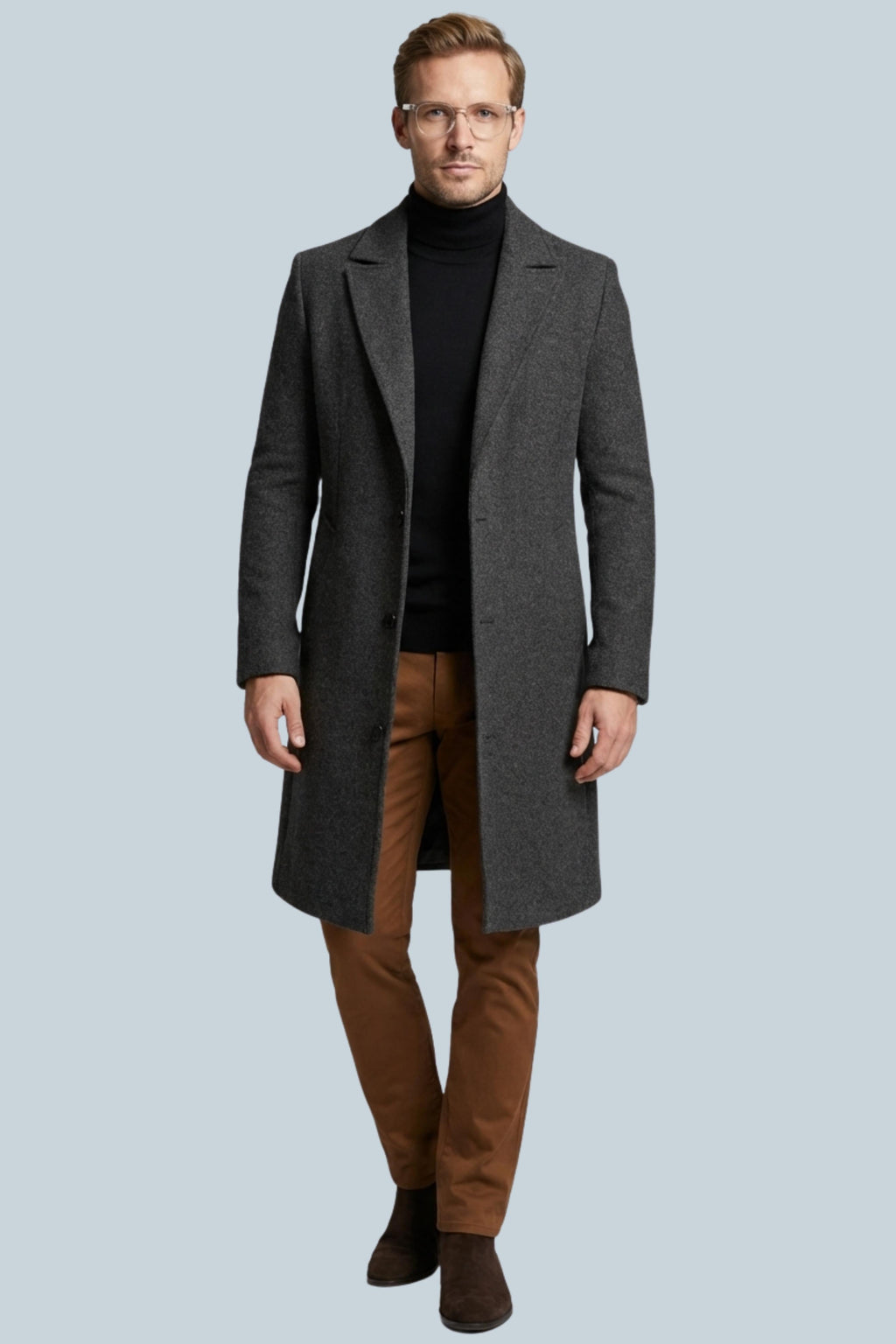 Peregrine | Black Camel Brown Pink Wool Coat Longline Tailored — Gray
