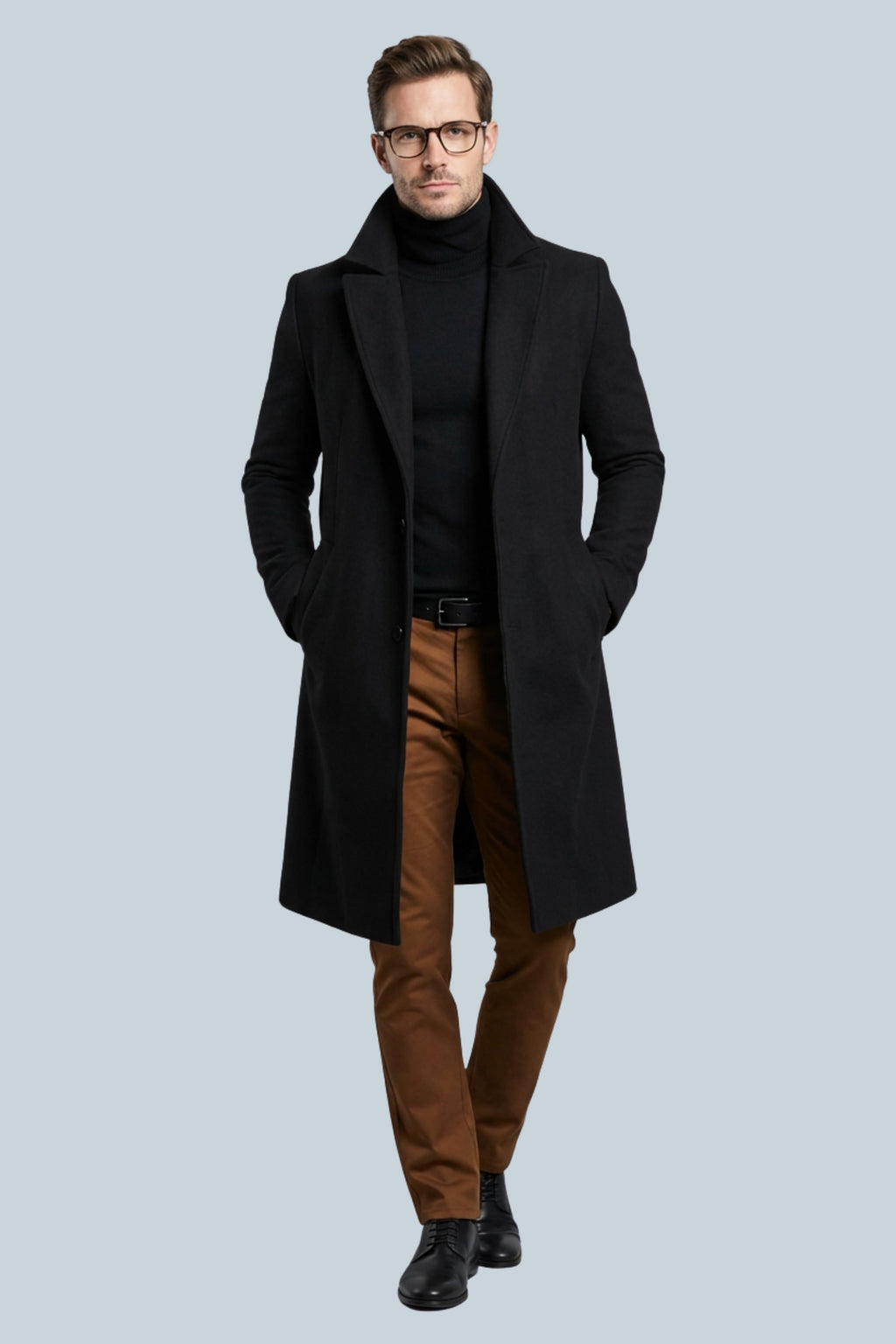 Peregrine | Black Camel Brown Pink Wool Coat Longline Tailored — Black