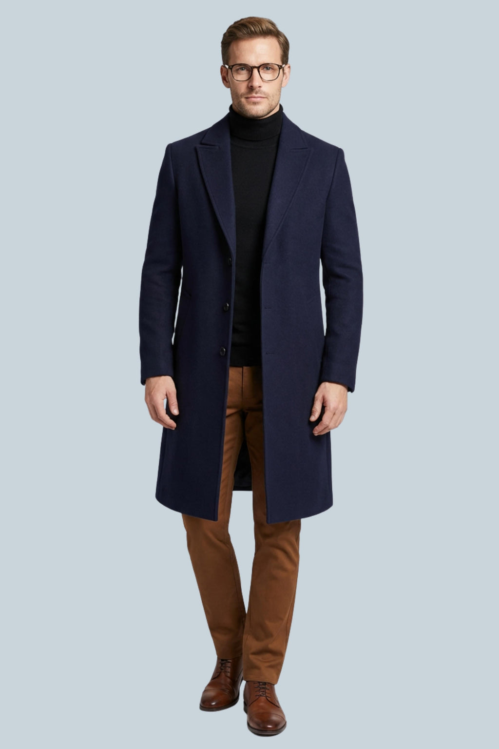Peregrine | Black Camel Brown Pink Wool Coat Longline Tailored — Blue
