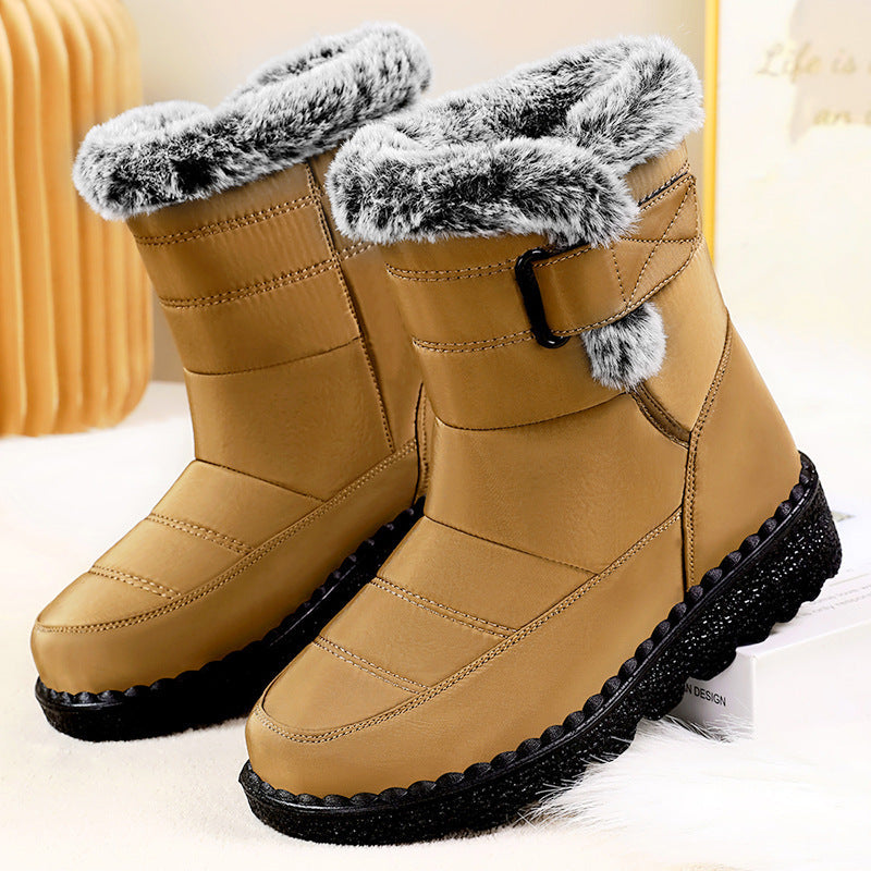 Katarina | Black Faux Fur Warm Low Heel Winter Boots
