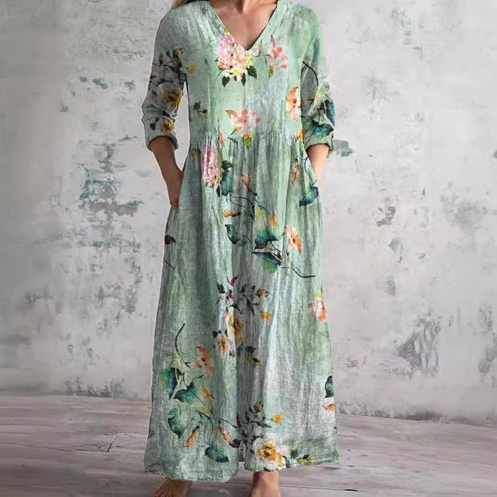 Albane | White Summer Dresses For Women V-Neck Floral Day Dress