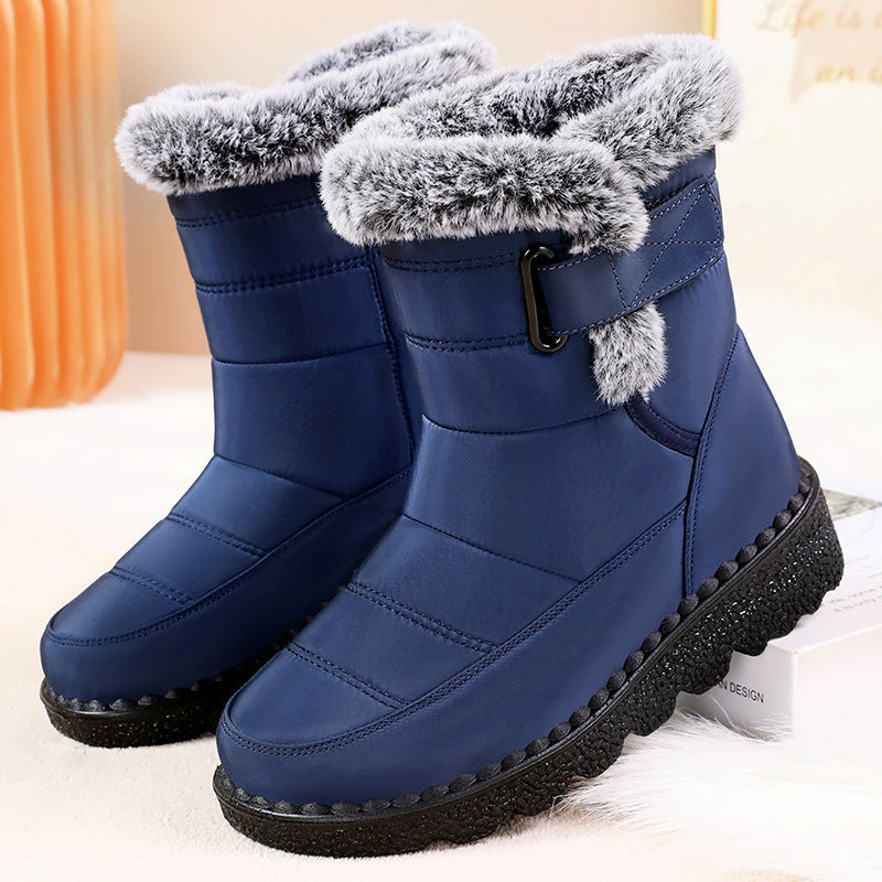 Katarina | Black Faux Fur Warm Low Heel Winter Boots