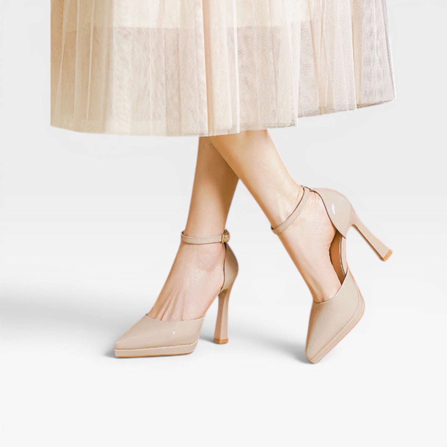 Camille | Patent Leather Pointed Toe Ankle Strap Pumps