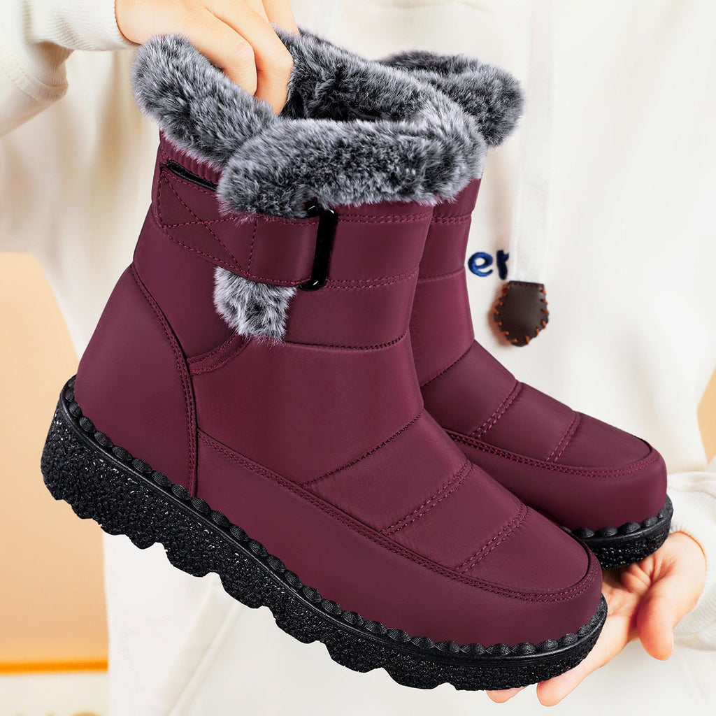 Katarina | Black Faux Fur Warm Low Heel Winter Boots