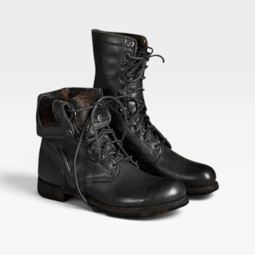 Rosalind | Black Brown Leather Lace Up Chelsea Combat Boots