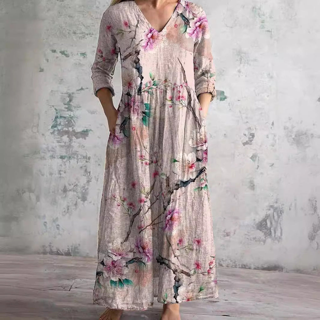 Albane | White Summer Dresses For Women V-Neck Floral Day Dress