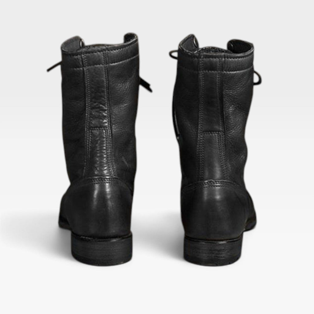 Rosalind | Black Brown Leather Lace Up Chelsea Combat Boots