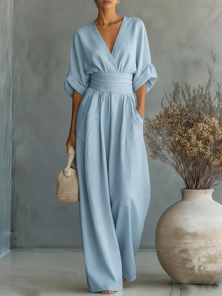 Rosalind | Women V-Neck Waist-Defined Jumpsuit