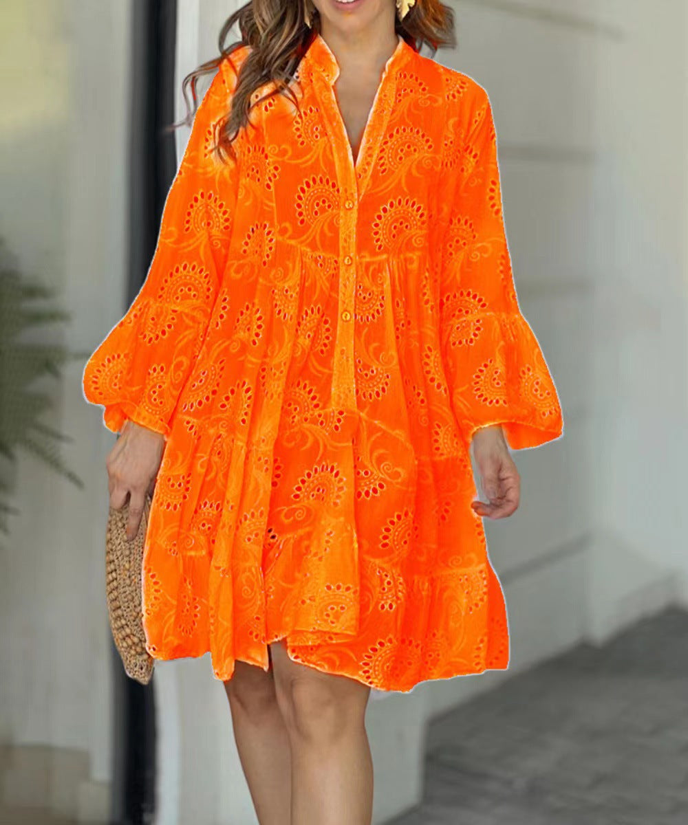 Philippa | Tiered Balloon Sleeve Embroidered Mini Dress