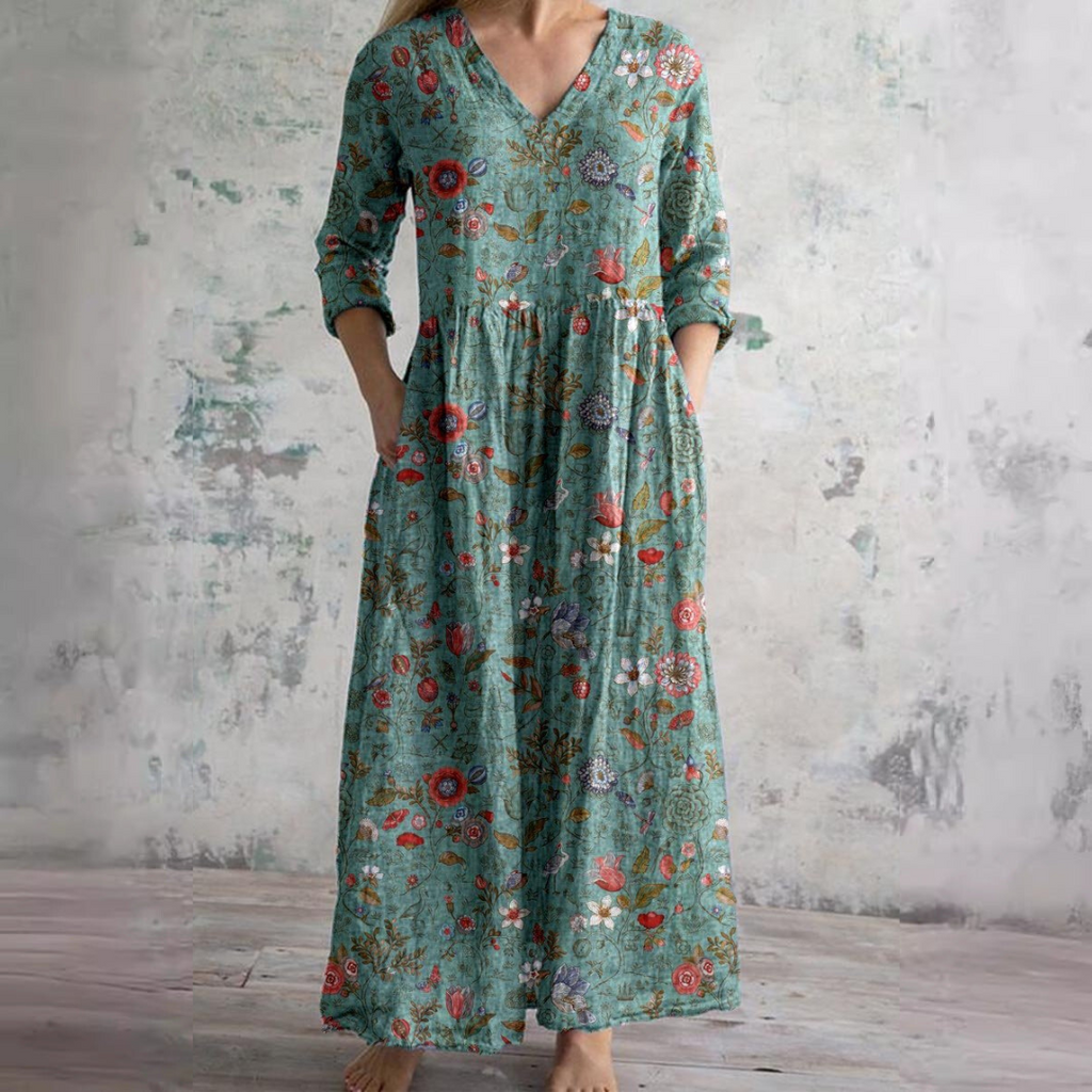 Albane | White Summer Dresses For Women V-Neck Floral Day Dress