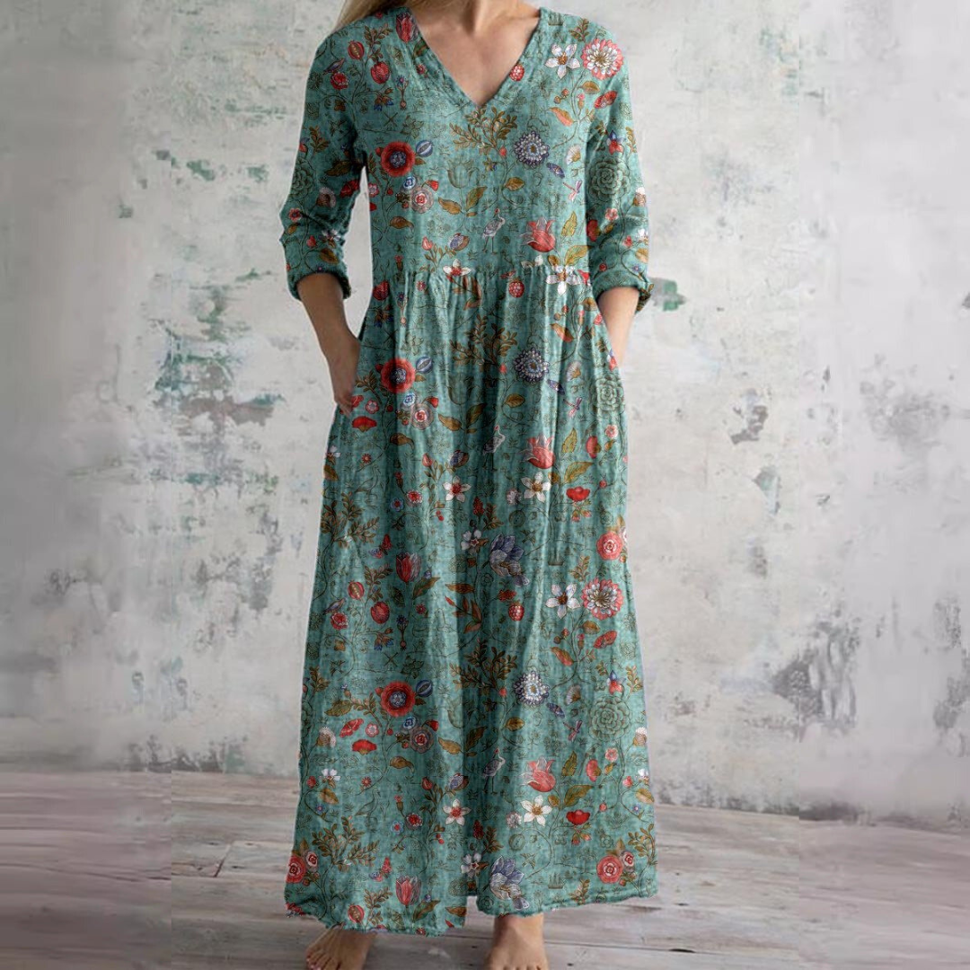Albane | White Summer Dresses For Women V-Neck Floral Day Dress