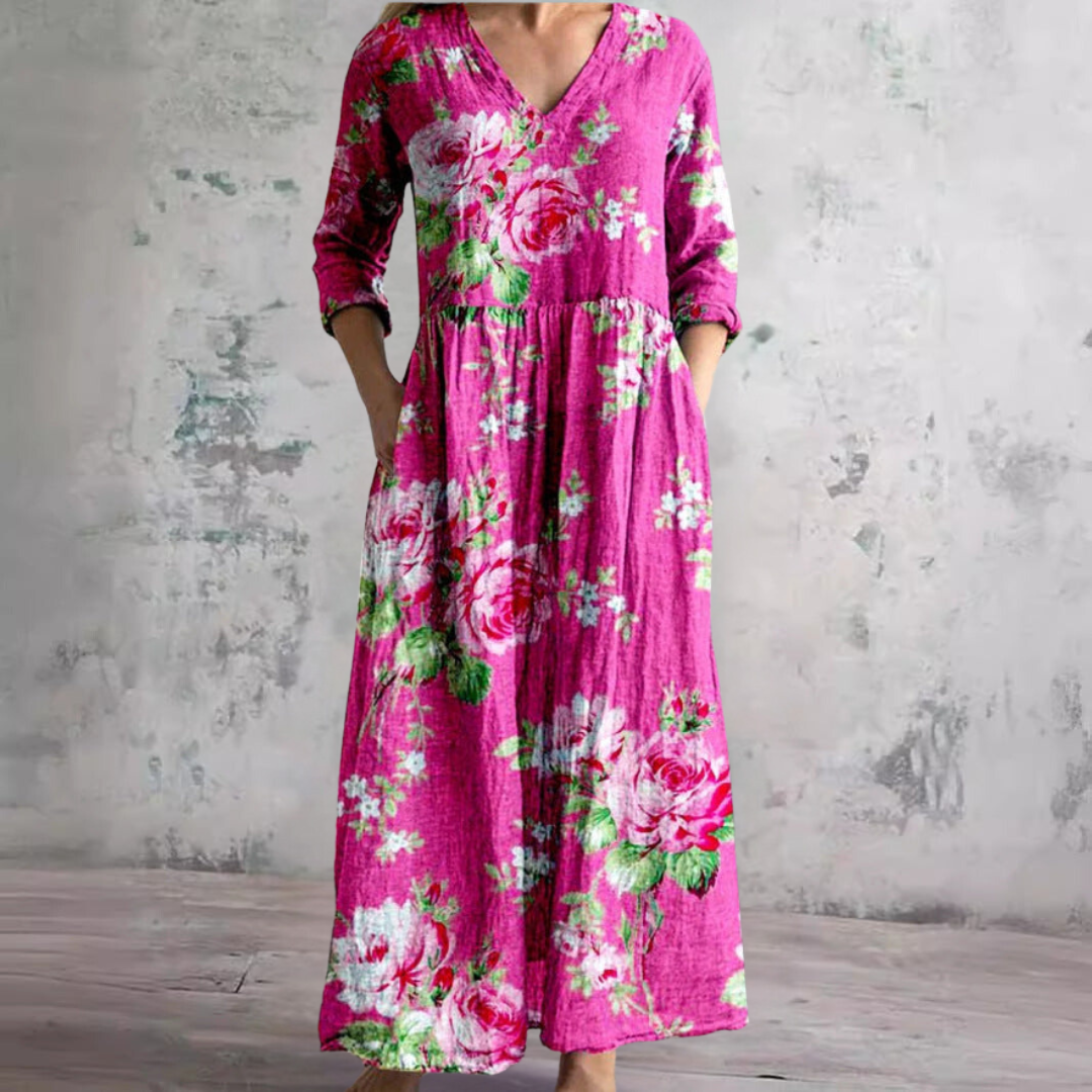 Albane | White Summer Dresses For Women V-Neck Floral Day Dress