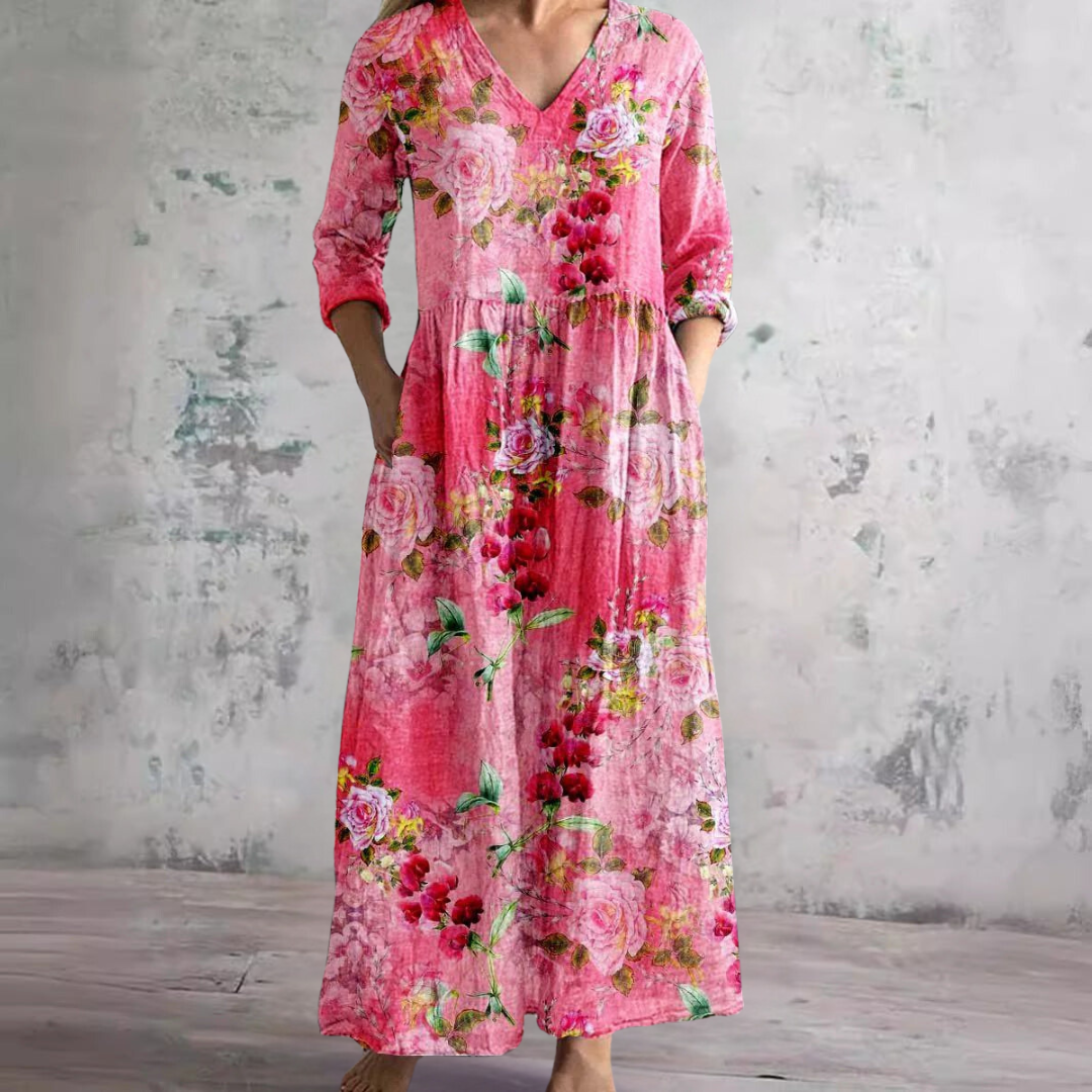 Albane | White Summer Dresses For Women V-Neck Floral Day Dress