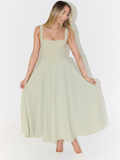 Delia | Sage White Red Black Midi Dress Square Neck Wedding Guest
