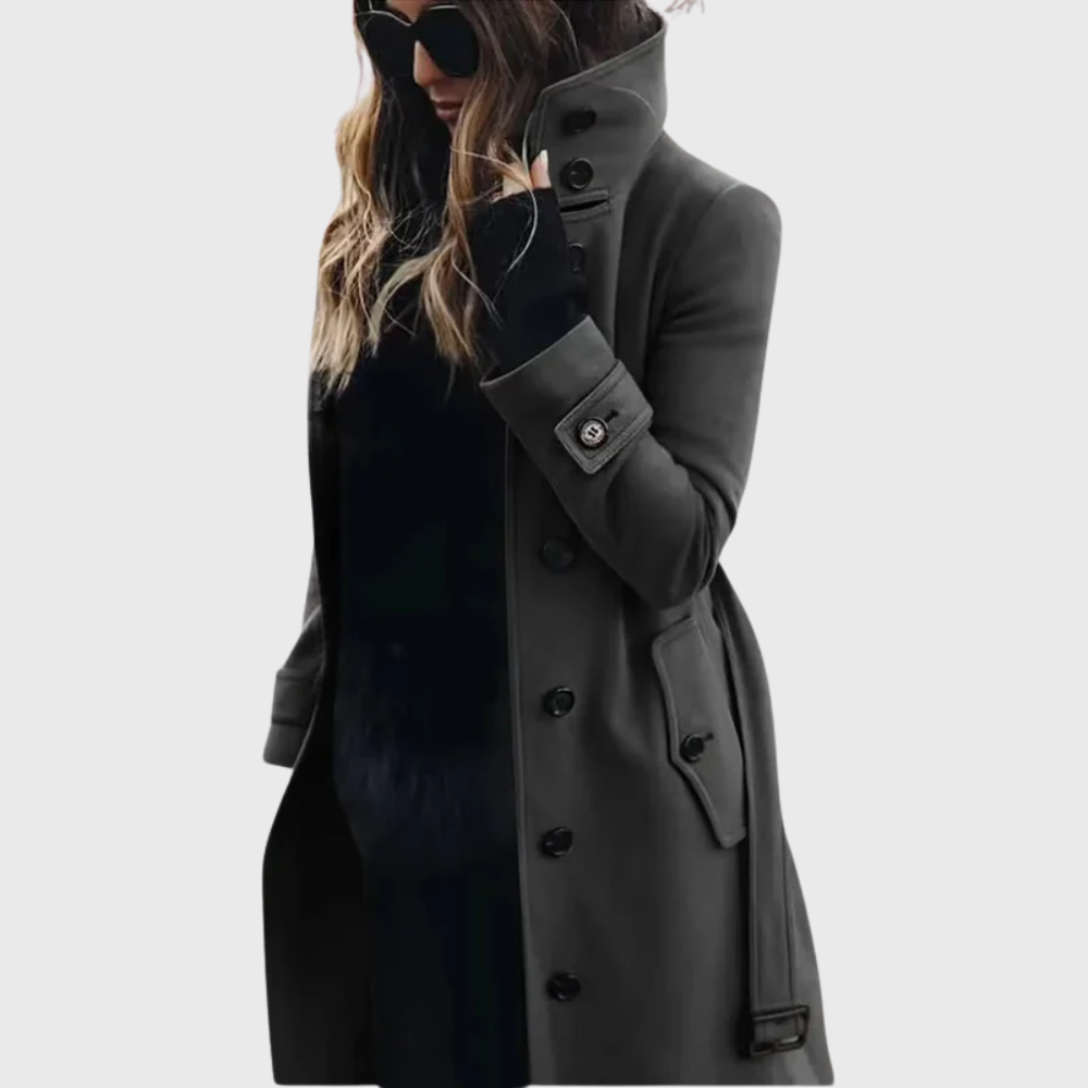 Tatiana | Black Longline Puffer Winter Coat For Women — Dark Grey