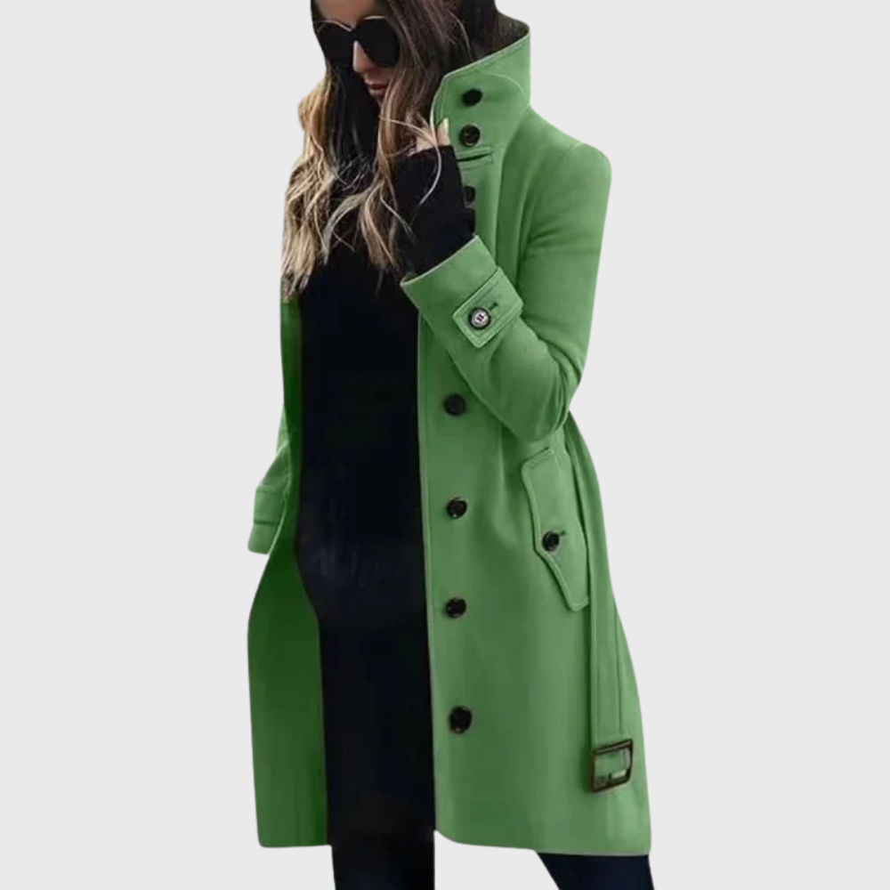 Tatiana | Black Longline Puffer Winter Coat For Women — Green