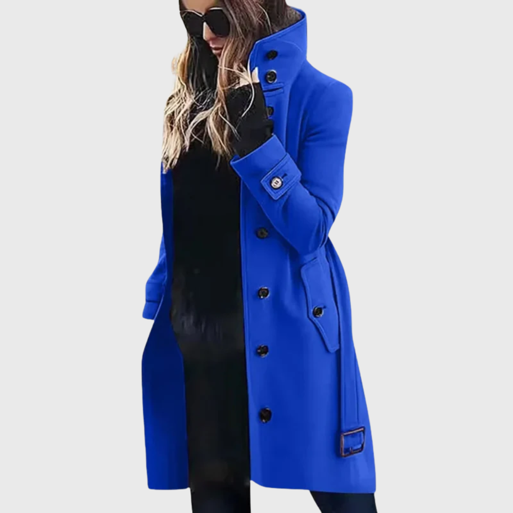 Tatiana | Black Longline Puffer Winter Coat For Women — Blue