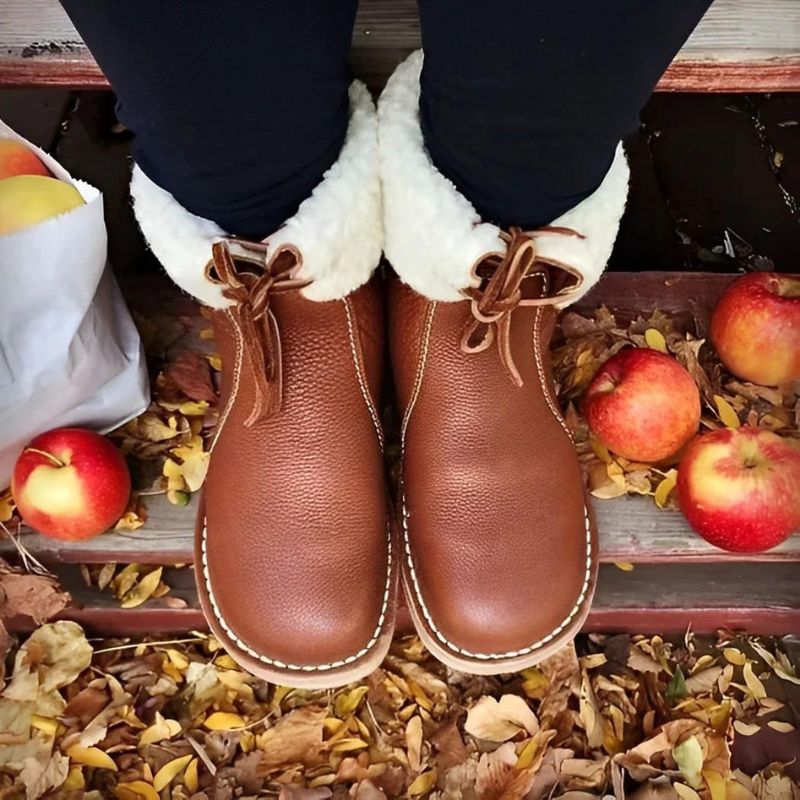 Ingrid | Warm Faux Fur Shearling Winter Boots Mid-Calf — Light Brown