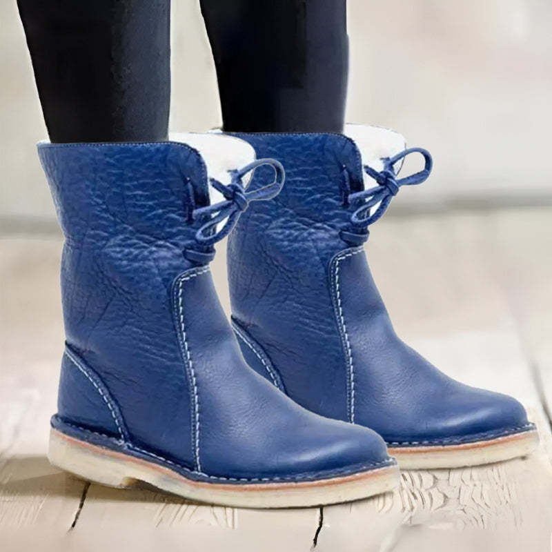 Ingrid | Warm Faux Fur Shearling Winter Boots Mid-Calf — Blue