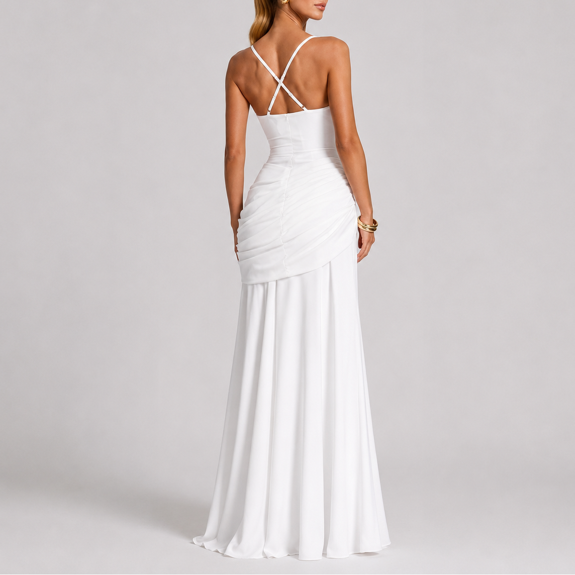 Yolanda | Elegant Ruched Maxi Dresses For Women Square Neck