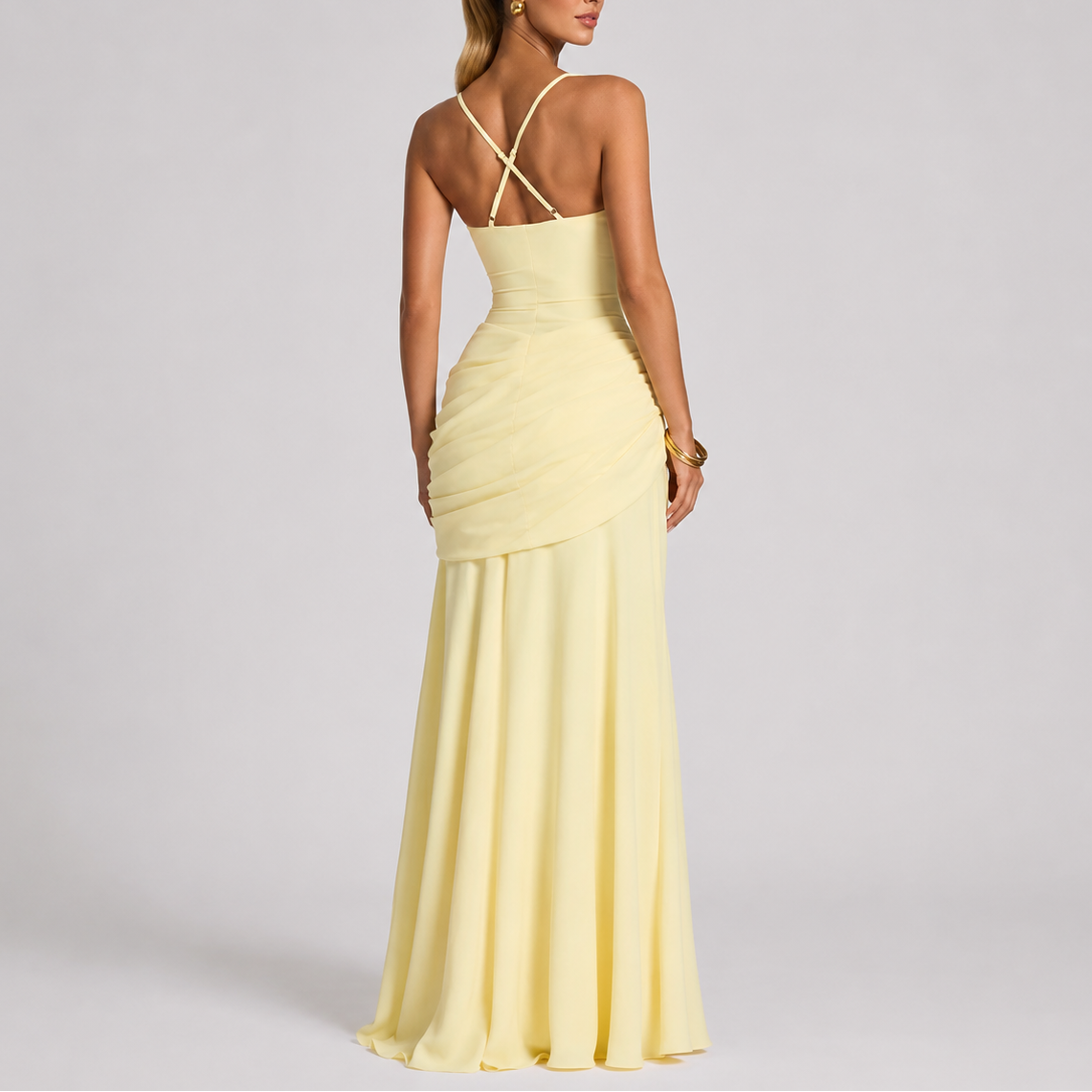 Yolanda | Elegant Ruched Maxi Dresses For Women Square Neck