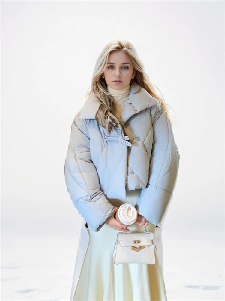 Dominique | Cropped Leather Jacket With Bow Detail For Winter