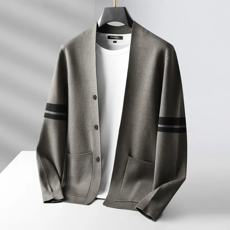 Verena | Chunky Cable Knit Cream Lightweight Cardigan Sweater — Grey