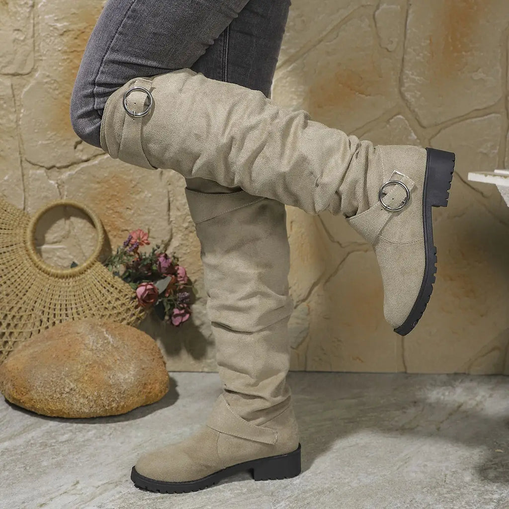 Sidonie | Slouchy Knee High Chunky Wide Fit Boots