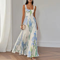 Delphine | Floral Bridesmaid Dresses Square Neck Pleated Maxi