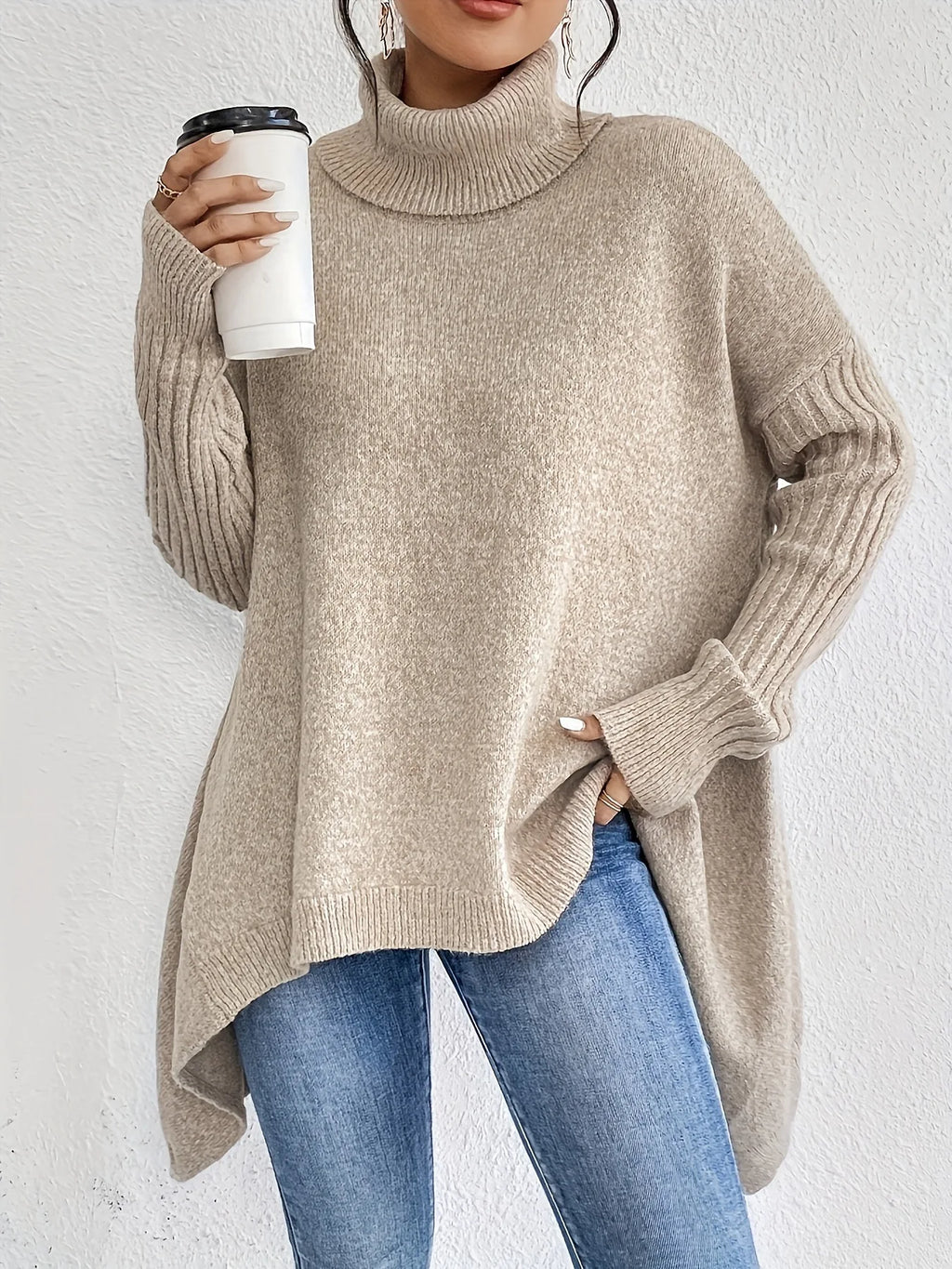 Constance | Oversized Asymmetric Turtleneck Sweater