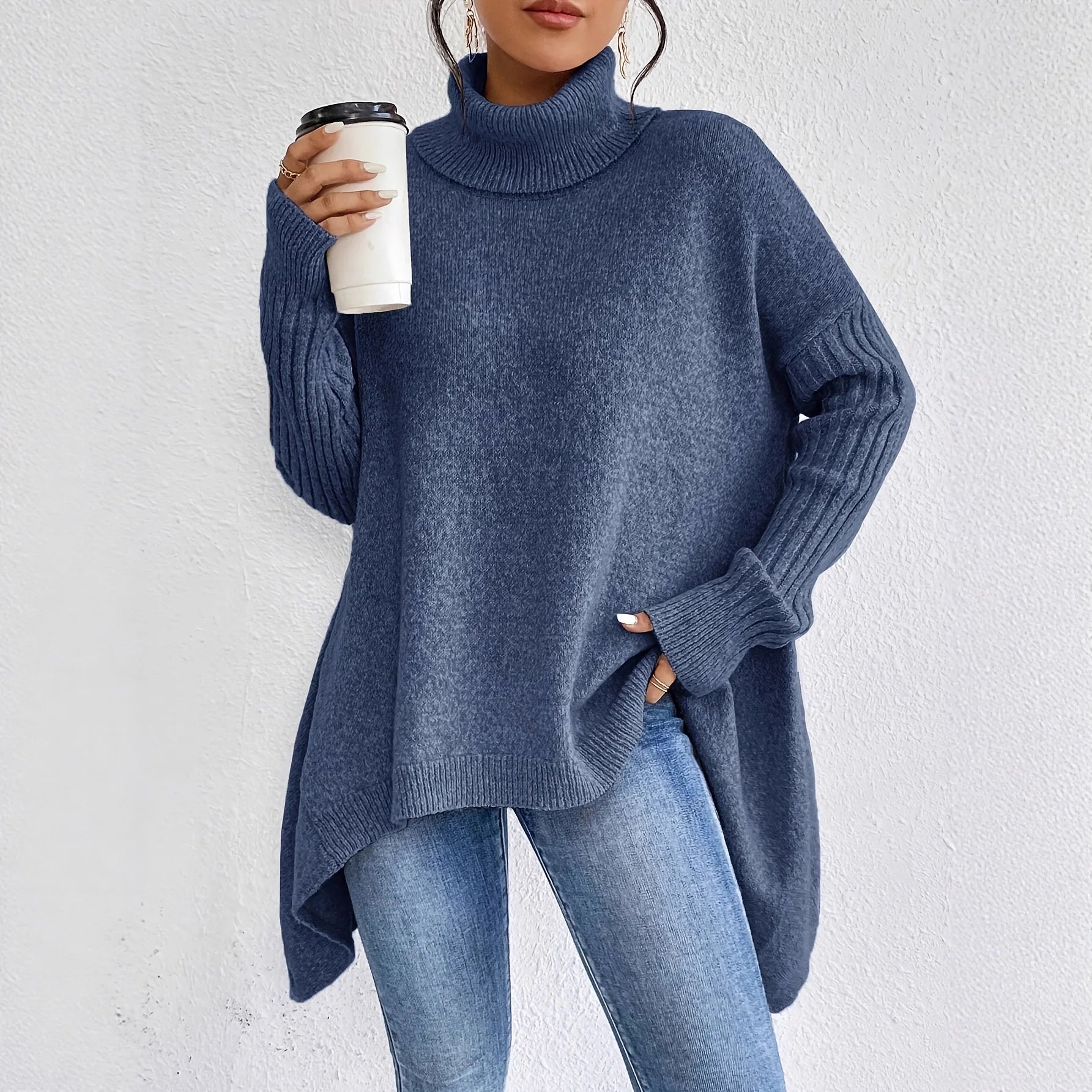 Constance | Oversized Asymmetric Turtleneck Sweater
