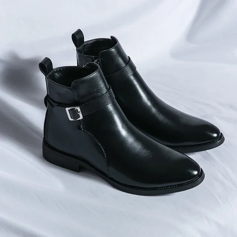 Lavinia | Dressy Black Brown Ankle Chelsea Boots For Women — Black