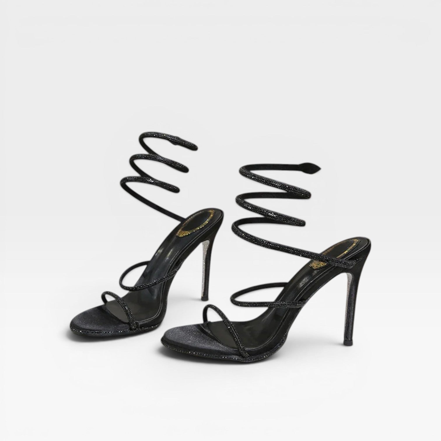 Seraphina | Gold Block Heels For Wedding With Diamante Wrap Detail