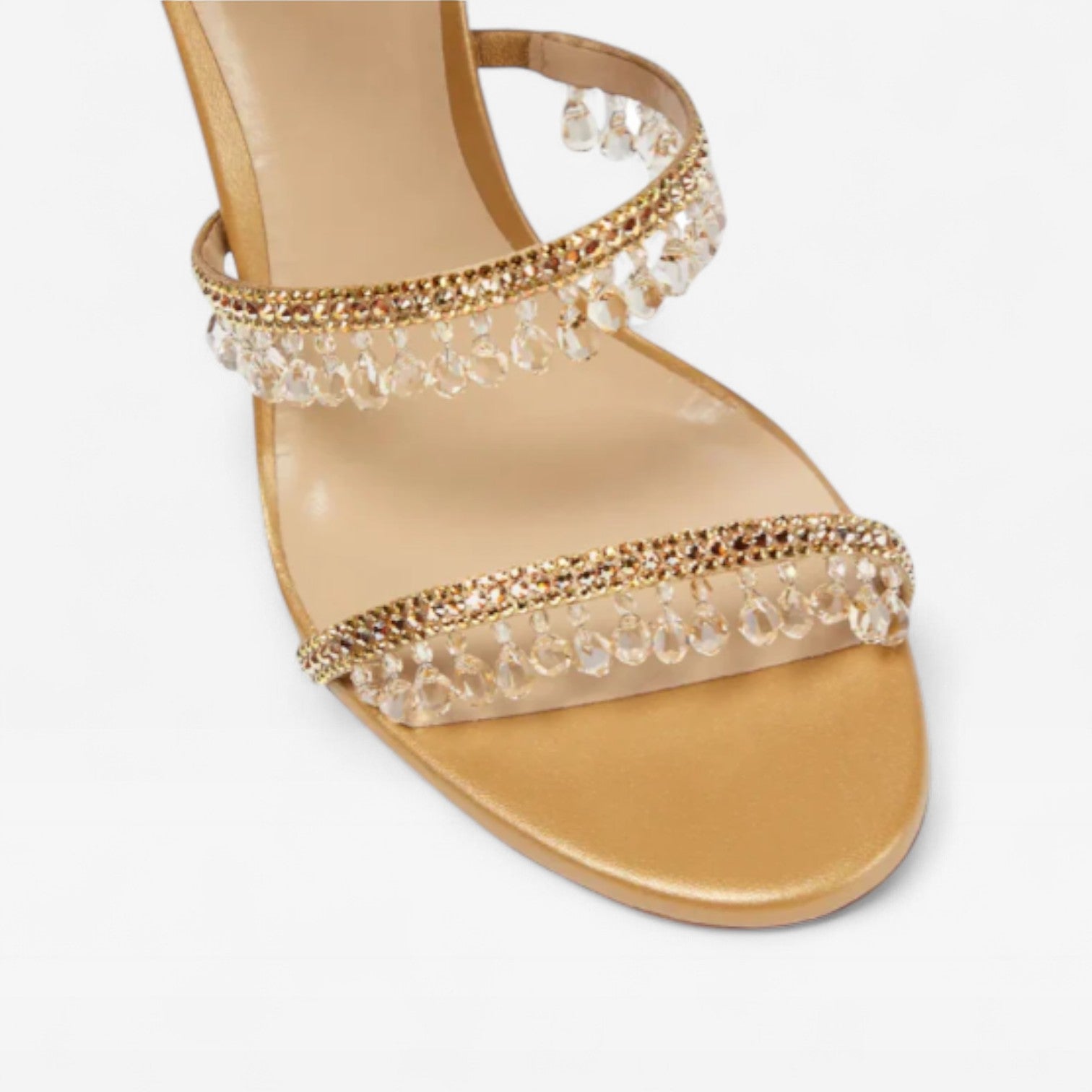 Esmee | Gold Block Heels For Wedding Crystal Strappy Sandals