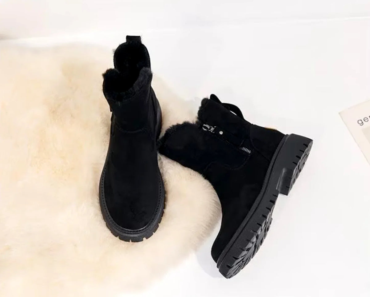 Juliette | Black Chunky Heeled Ankle Boots For Winter