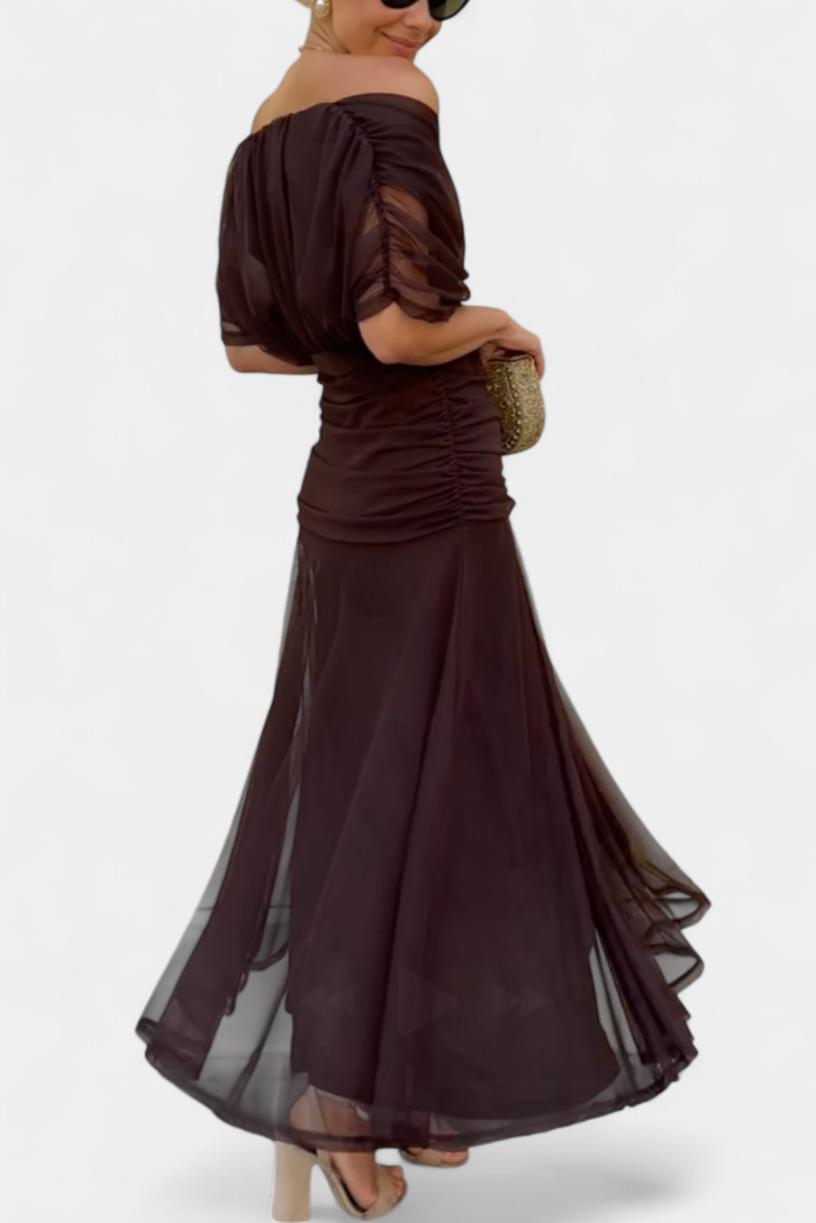 Isolde | Women Lace Overlay Drape Evening Wedding Guest Dress