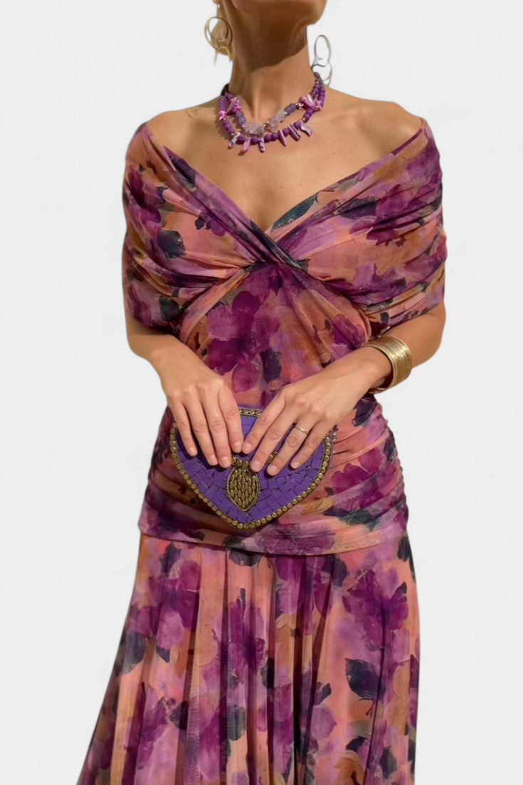 Isolde | Women Lace Overlay Drape Evening Wedding Guest Dress