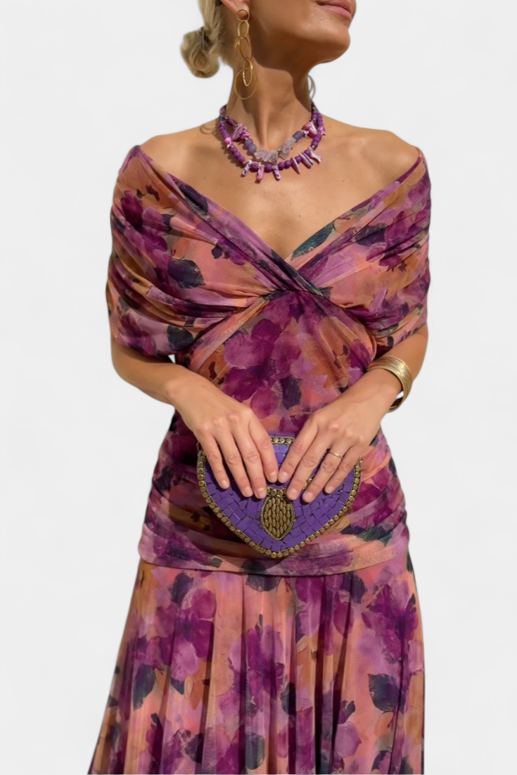 Isolde | Women Lace Overlay Drape Evening Wedding Guest Dress