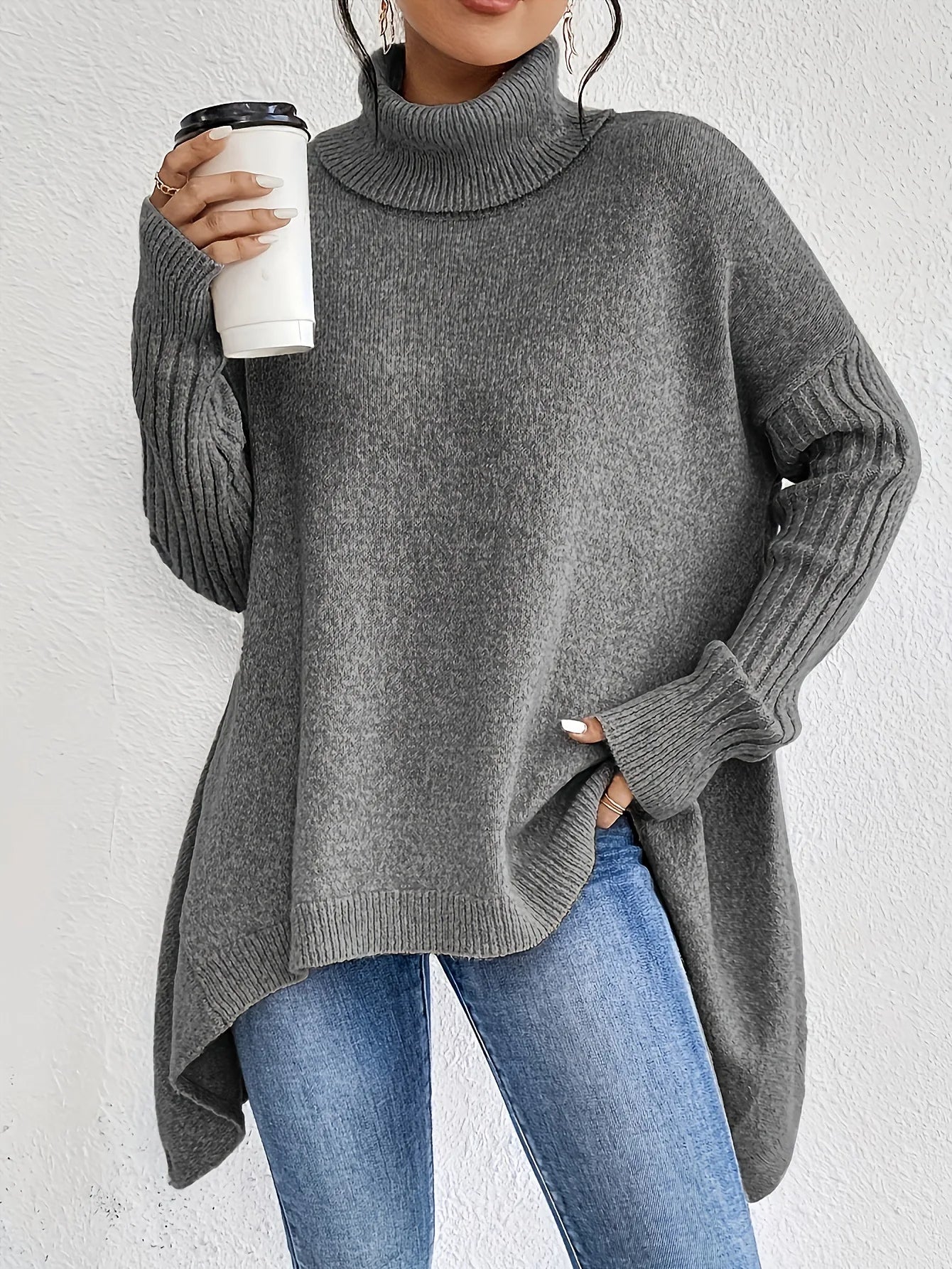 Constance | Oversized Asymmetric Turtleneck Sweater