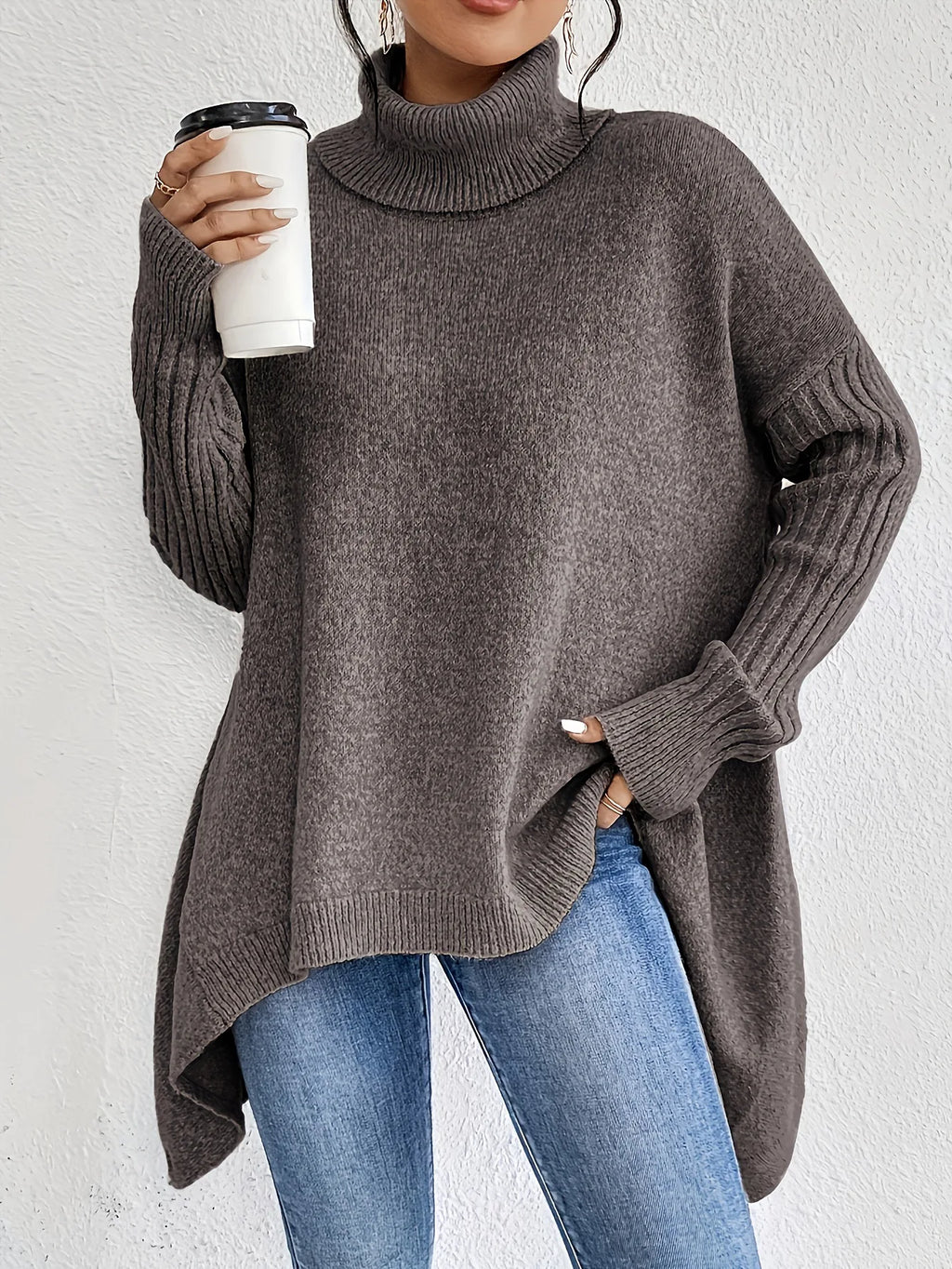 Constance | Oversized Asymmetric Turtleneck Sweater