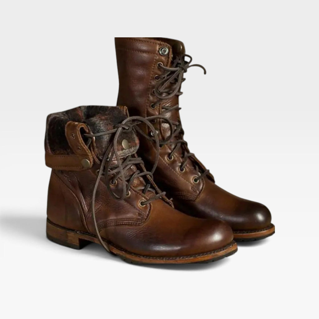 Rosalind | Black Brown Leather Lace Up Chelsea Combat Boots
