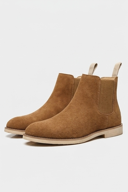 Hugo | Black Suede Leather Chelsea Ankle Boots Smart Casual — Camel